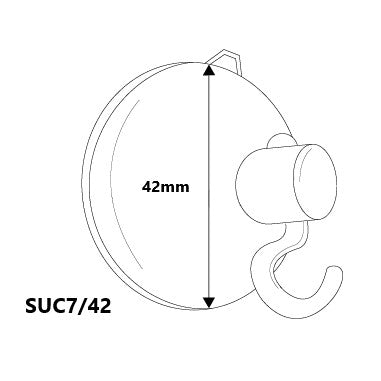 Suction Cup 60mm Transparent with Plastic J Hook SUC7-60 SUC7-42