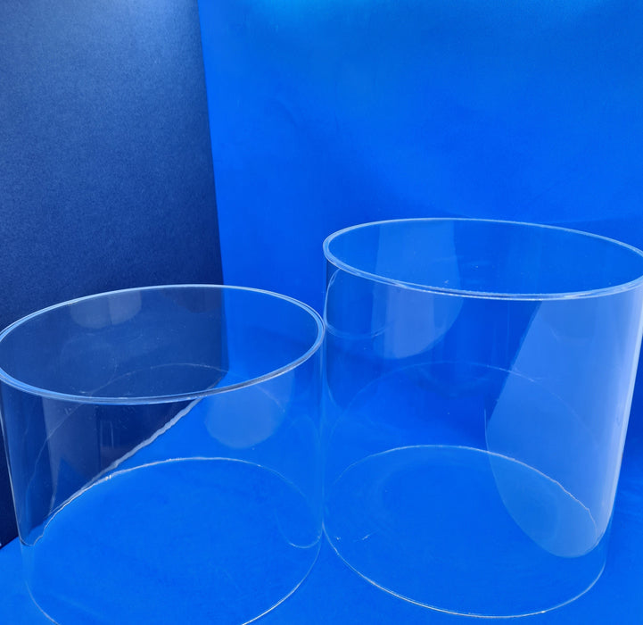 Clear Round Acrylic Cylinder Container and/or Riser 200mm Diameter