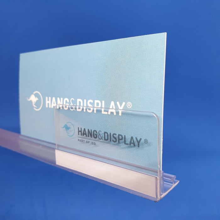 B-U First Adhesive Merchandising Rail with Double Card Holder and T-Rail-Merchandising-Hang and Display