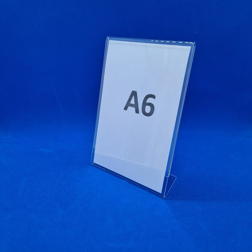 Angled Clear Counter Top Sign Holder & Menu Stand A6