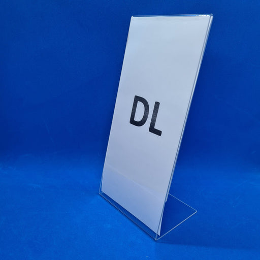 Angled Clear Counter Top Sign Holder & Menu Stand DL