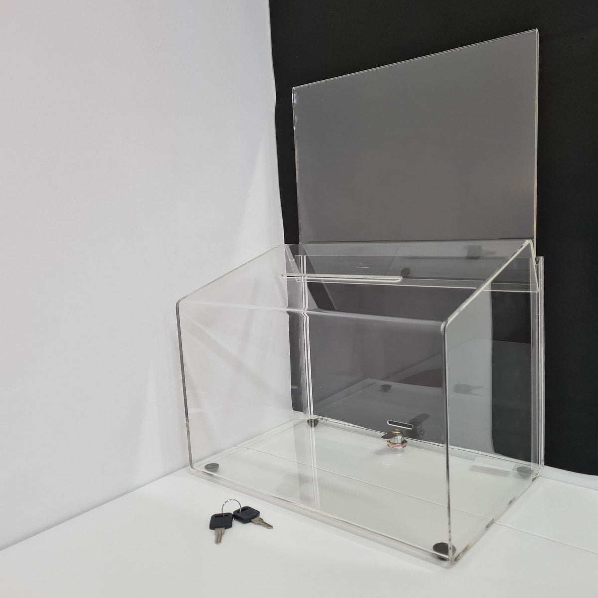 Clear Acrylic Ballot Box Suggestion or Charity Box with Lock and Key ...