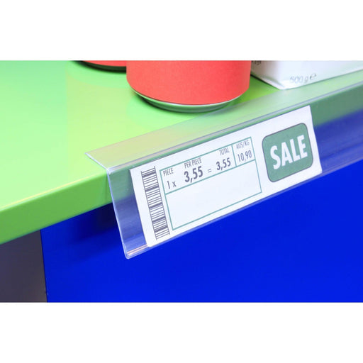 Clear Angled Data Strip Top Mount with Adhesive Backing LAB14 - Hang and Display