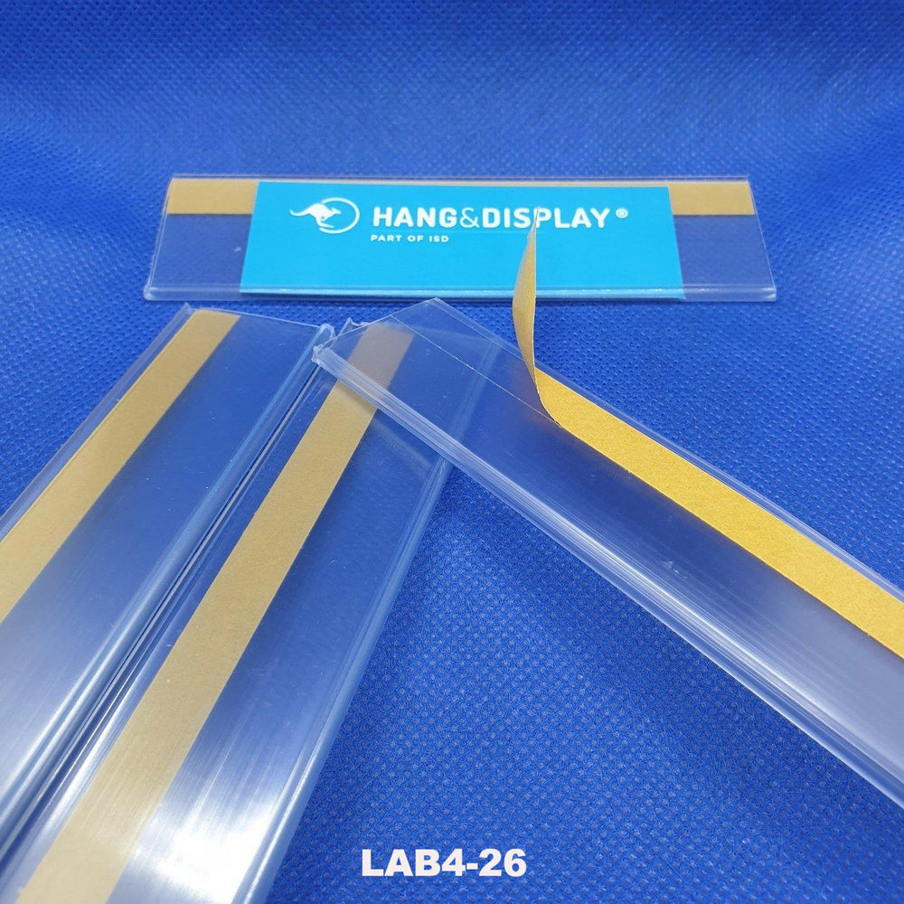 Clear Flat Data Strip with adhesive backing 26mm ticket height LAB4-26 - Hang and Display