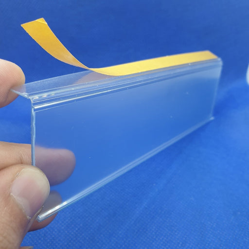 Clear Hinged Data Strip with Adhesive Front Tape LAB12 - Hang and Display