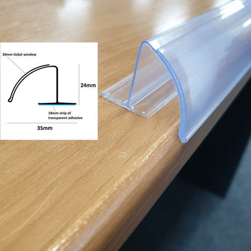 Curved Bullnose POP Data Strip with Adhesive 30mm Ticket