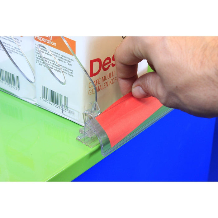 Curved Bullnose POP Data Strip with T Rail and Adhesive-Data Strip-Hang and Display