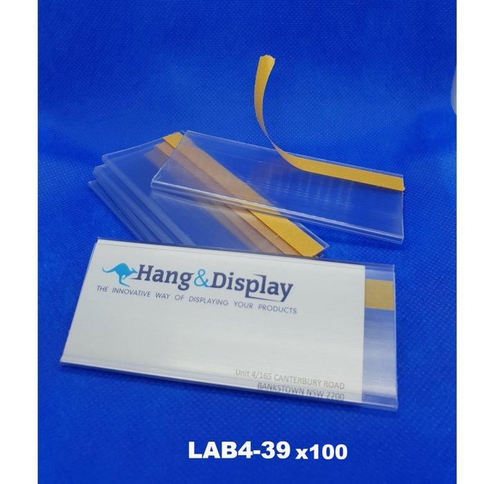 Custom Size Ticket Clear Flat Adhesive Data Strip 39mm ticket height LAB4-39 - Hang and Display