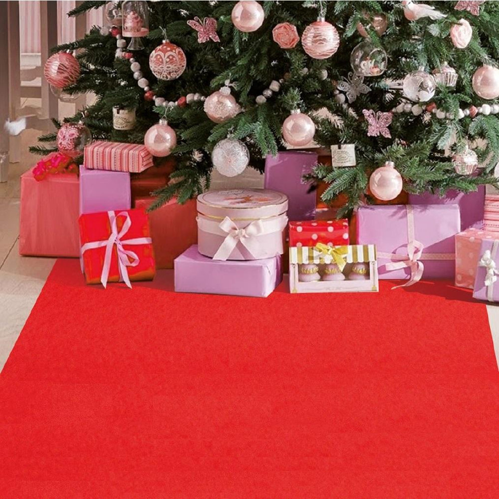 Decorative Christmas Carpet Red 1 and 2 Meter Widths x 10 Meter Length Roll