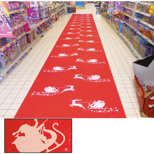 Decorative Christmas Carpet Santa's Reindeer Sleigh 1 Meter x 15 Meter Roll