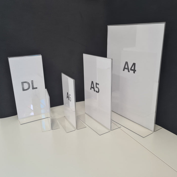 Double Sided Clear Counter Top Sign Holder & Menu Stand A6