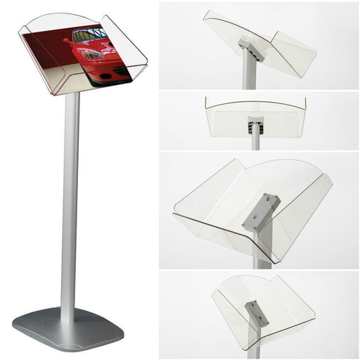 Floor Standing A4 Brochure Stand with Acrylic Tray Brochure Dispenser