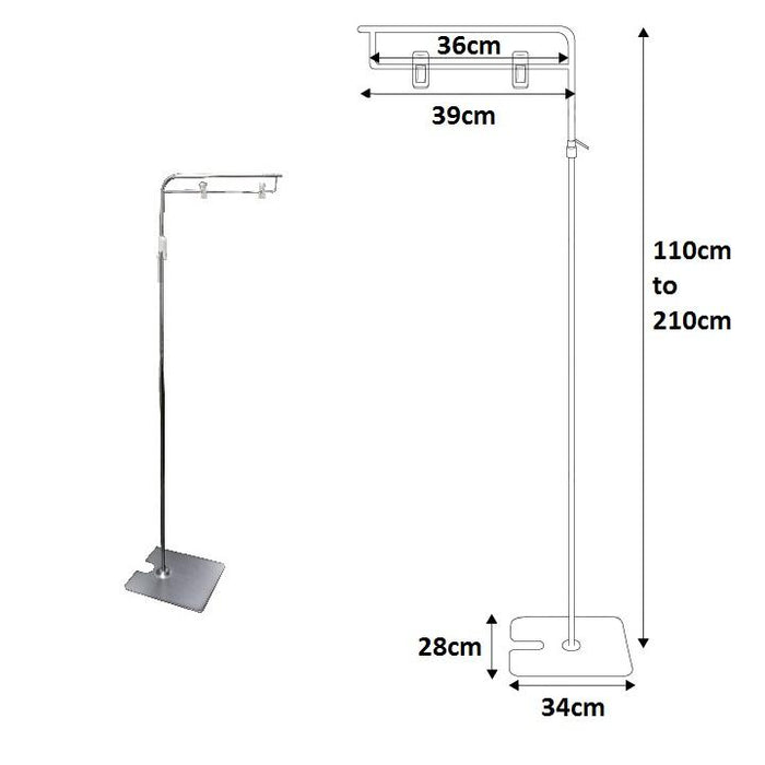 Free Standing Metal Sign Stand with Telescopic Pole and Sign Holder Clips-Banner Display-Hang and Display