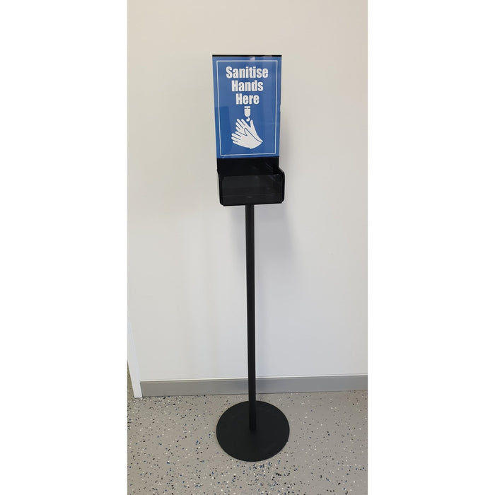 Hand Sanitizer Station Sanitiser Holder Floor Stand with A4 Sign and Acrylic Tray-Sanitizer Stand-Hang and Display