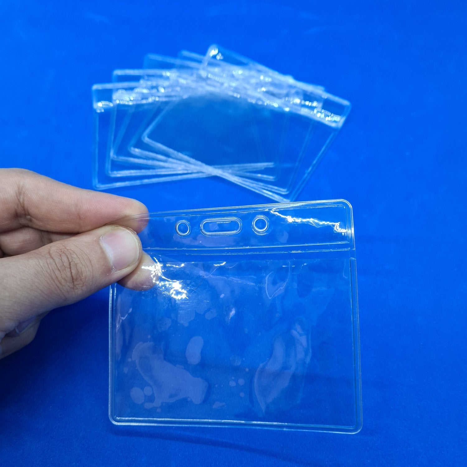 plastic id card sleeves ID Badge Clear PVC Pocket Transparent Sleeves — Hang and Display