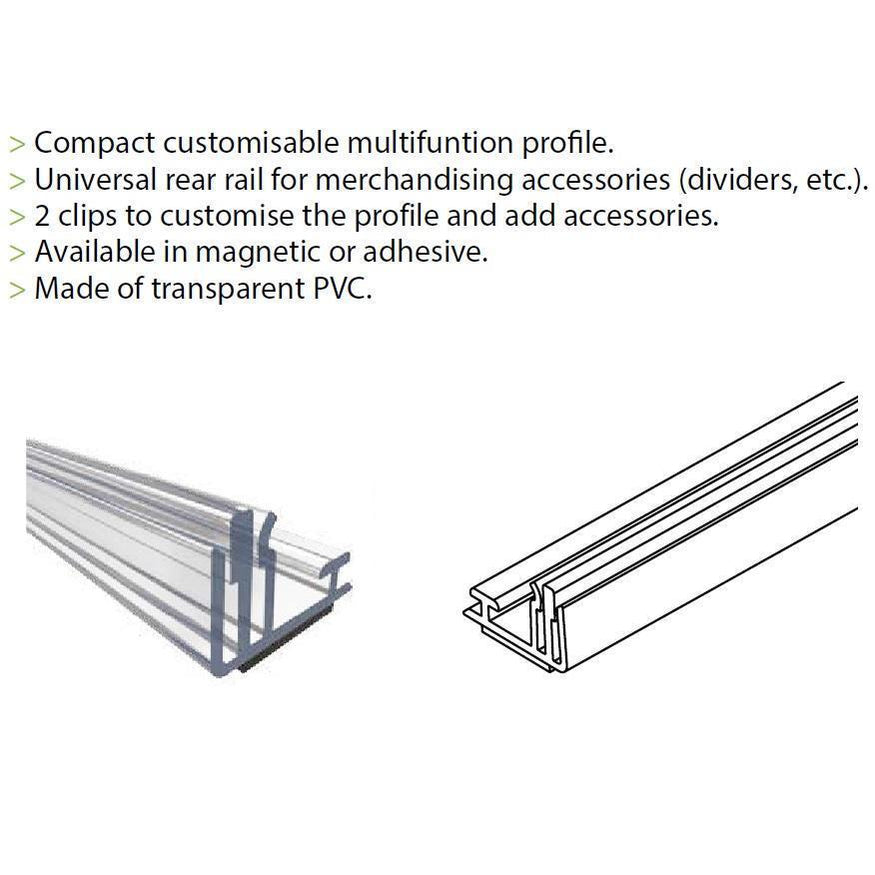 Magnetic Shelf Merchandising Rail with Double Card Holder and T-Rail ...