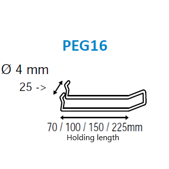 Pegboard and Slatwall Double Prong Loop Metal Merchandising Hook PEG16 - Hang and Display