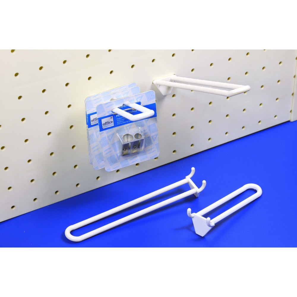 Pegboard Double Prong Loop Plastic Merchandising Hook PEG6 PEG7 - Hang and Display