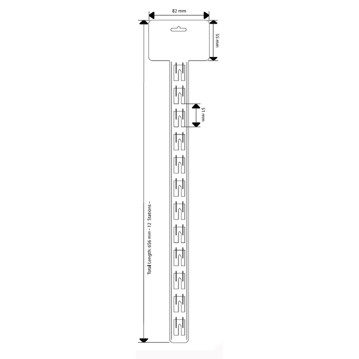 Plastic Hang Strip 12 Station 650mm H139 - Hang and Display