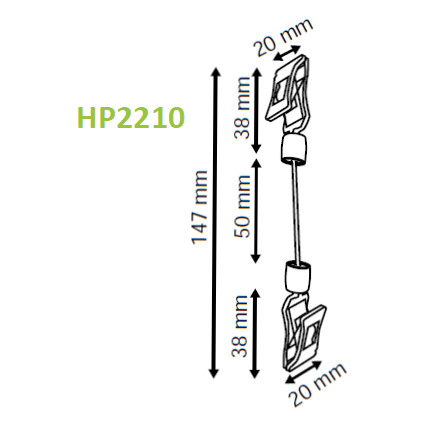 POS Ticket Holder with Clips at Both Ends and Long Stem HP2210 - Hang and Display