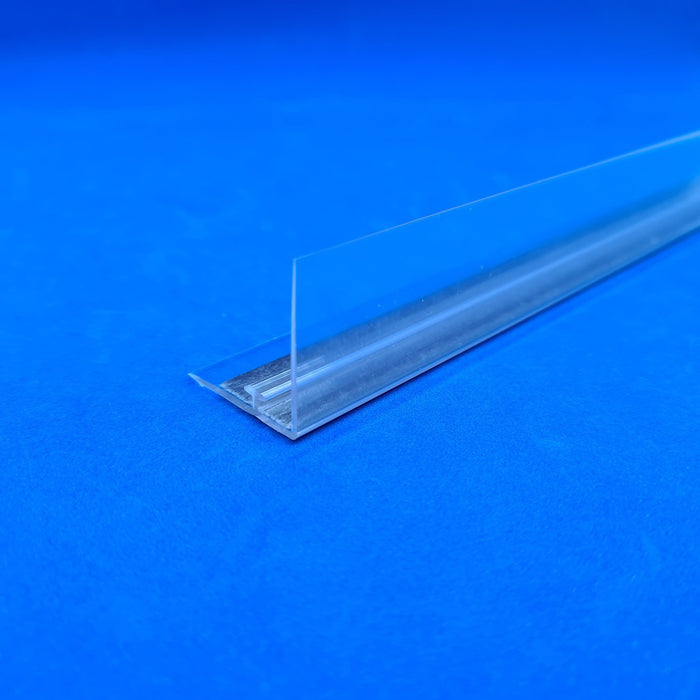 Shelf Stopper Strip Clear PVC with T-Rail and Magnetic Base