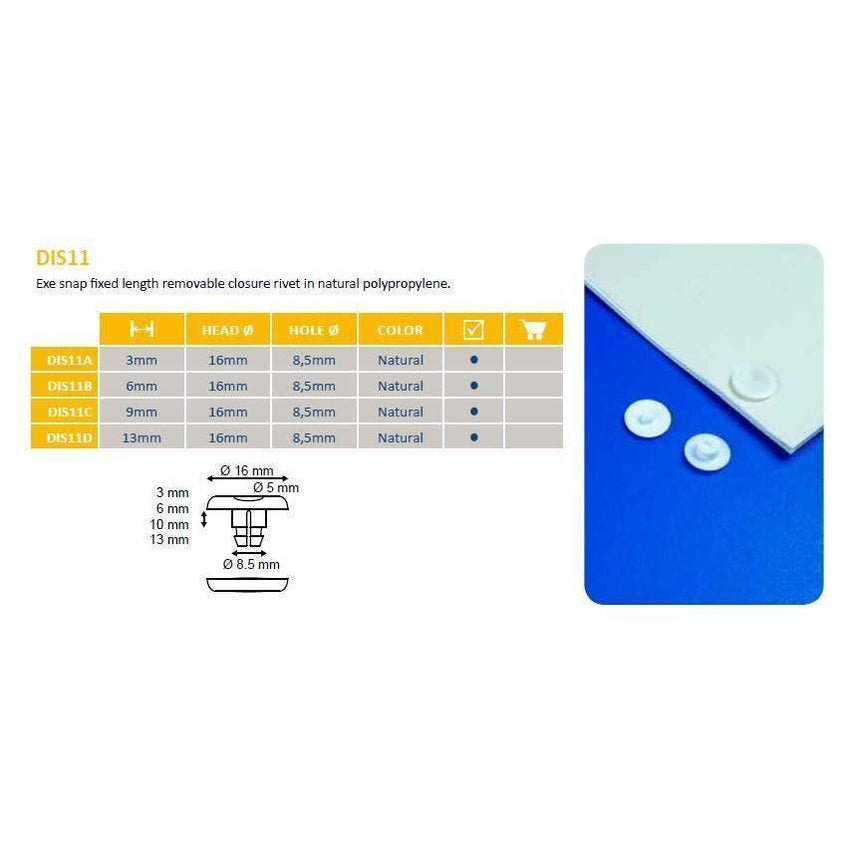 Snap Lock Plastic Exe Snap Rivet DIS11 — Hang and Display