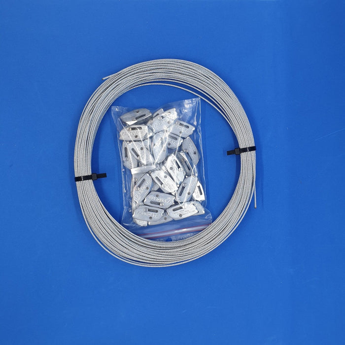 Steel Wire Hanging Kit  - 50 Meters + 30 Adjustable Gripper Fasteners