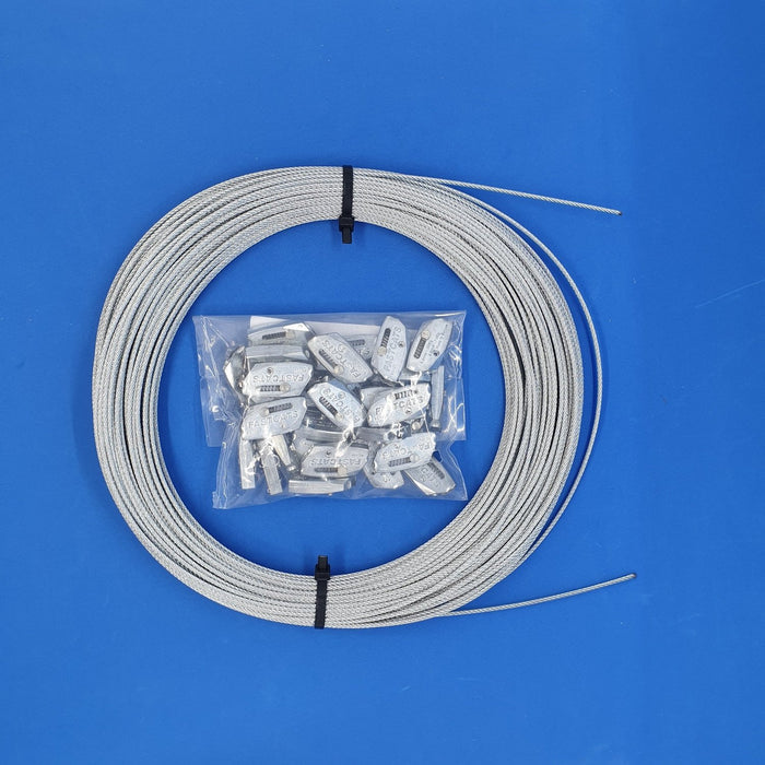 Steel Wire Hanging Kit  - 50 Meters + 30 Adjustable Gripper Fasteners