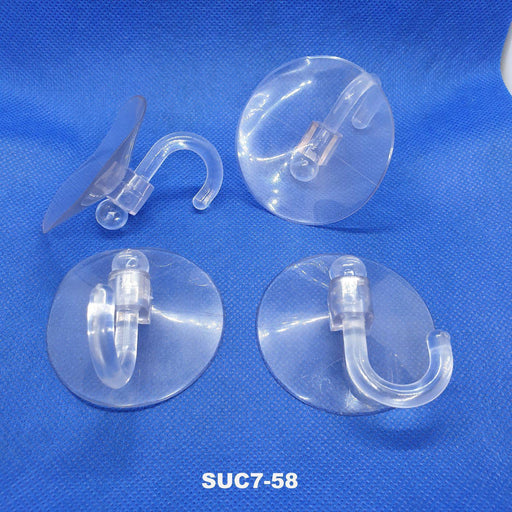 Suction Cup 58mm Transparent with Plastic J Hook SUC7-58 - Hang and Display