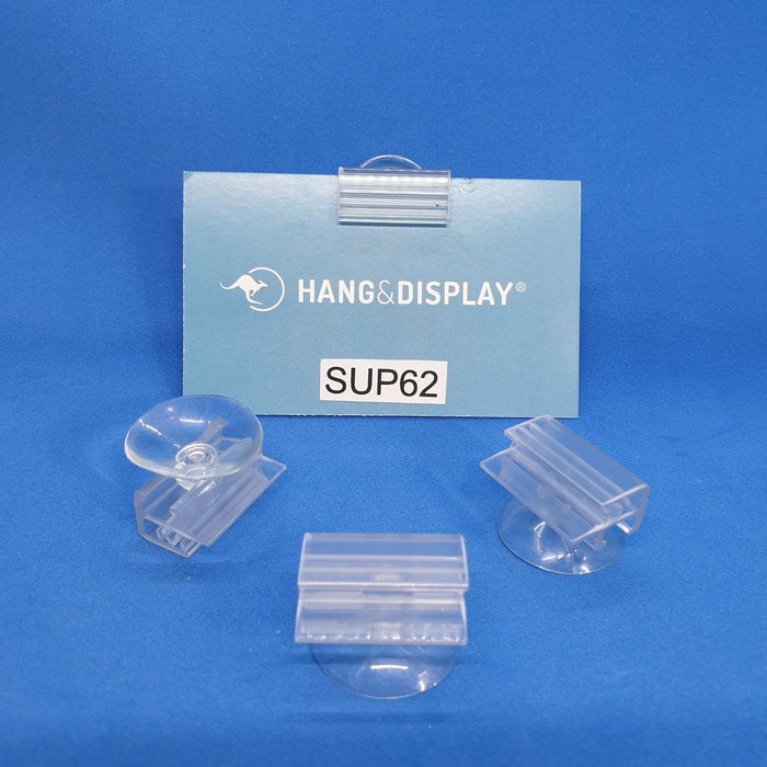 Suction Cup with Parallel SuperGrip Sign Holder up to 2mm Capacity SUP62-Supergrip with Suction Cup-Hang and Display