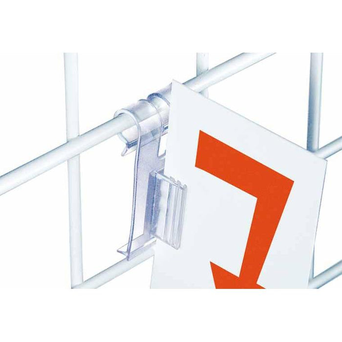 SuperGrip Perpendicular Sign Holder for Wire Basket, Grid Mesh and Hooks SUP52 - Hang and Display