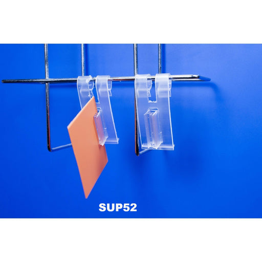 SuperGrip Perpendicular Sign Holder for Wire Basket, Grid Mesh and Hooks SUP52 - Hang and Display