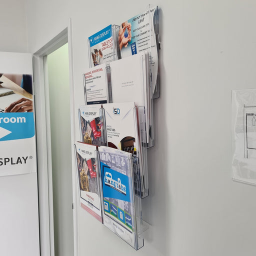 Wall Mounted A4 Brochure Holder 8 Pockets in 2 Rows